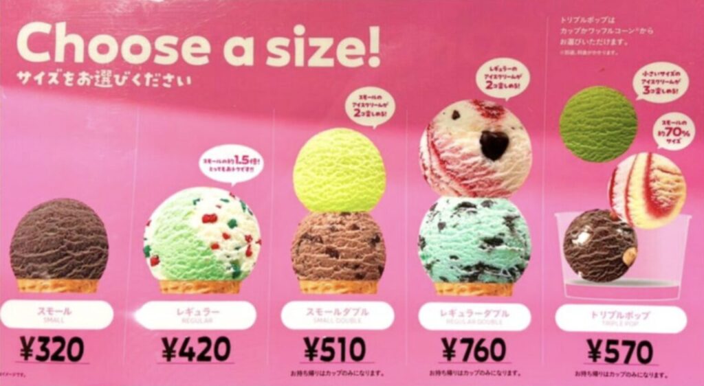 31アイスクリームサイズ比較